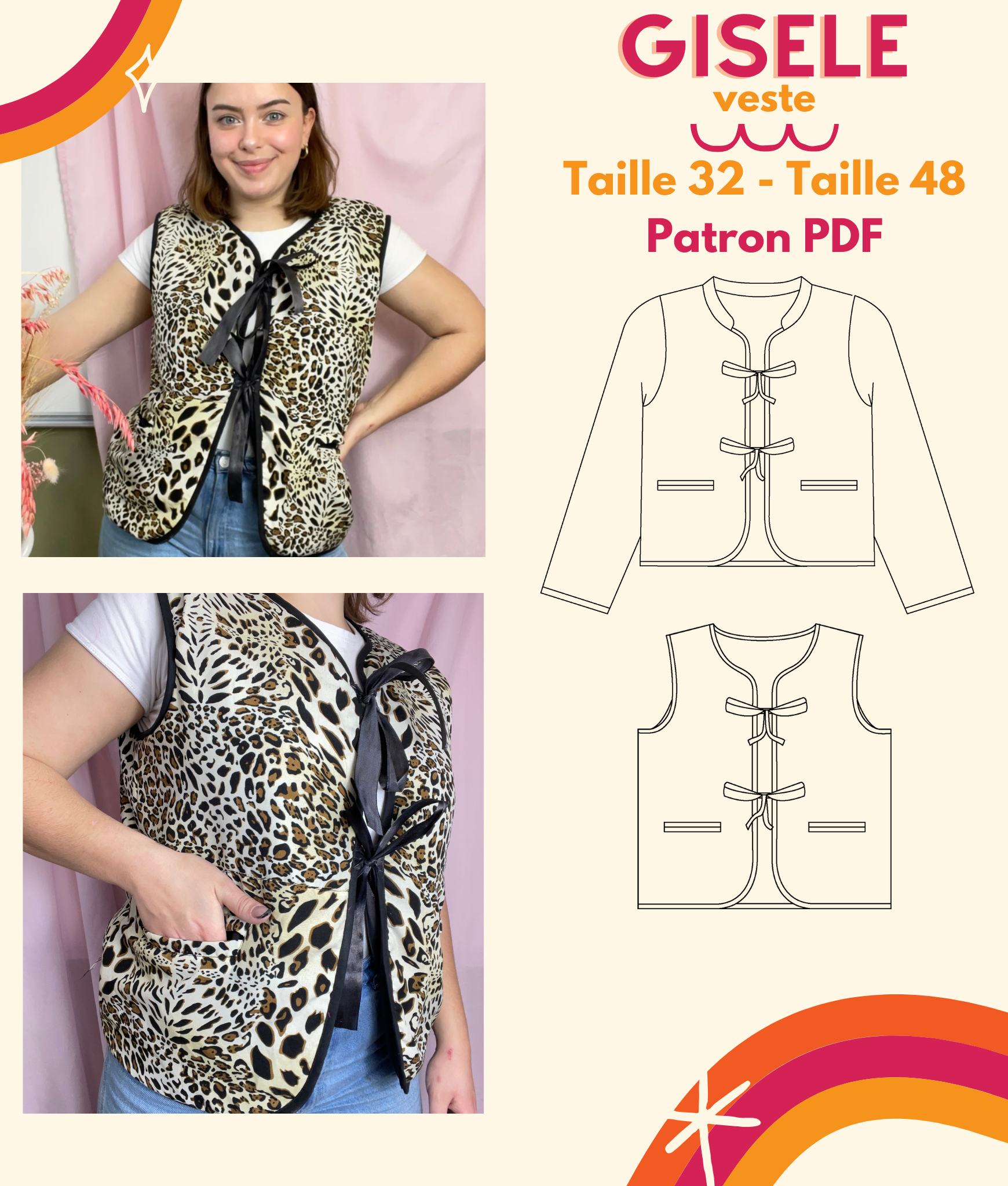 Gilet sans manches matelassé – Broderie cheval – Jaune – Taille S – Vintage – Très bon état - Collection Equine