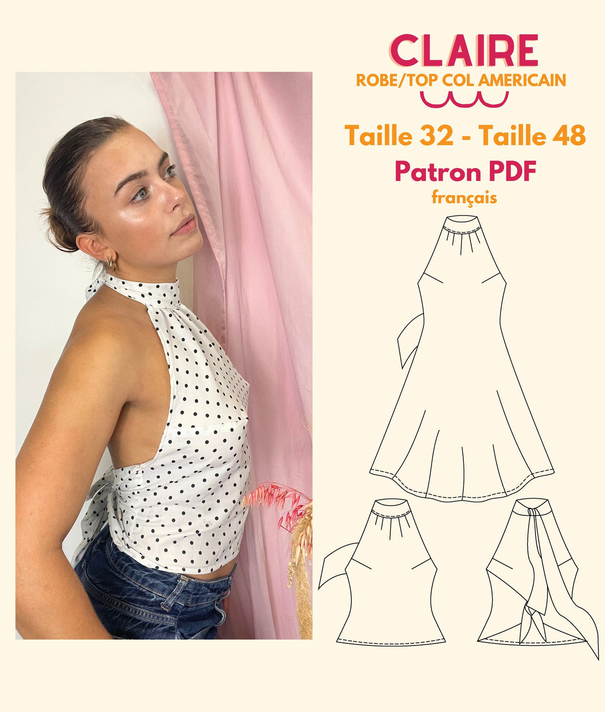Patron Robe/Top col américain Claire