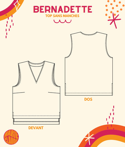 Patron - top Bernadette. Top sans manche.Niveau de difficulté intermédiaire. Patron crée par la marque Marie claude, qui permet d'apprendre la couture.
