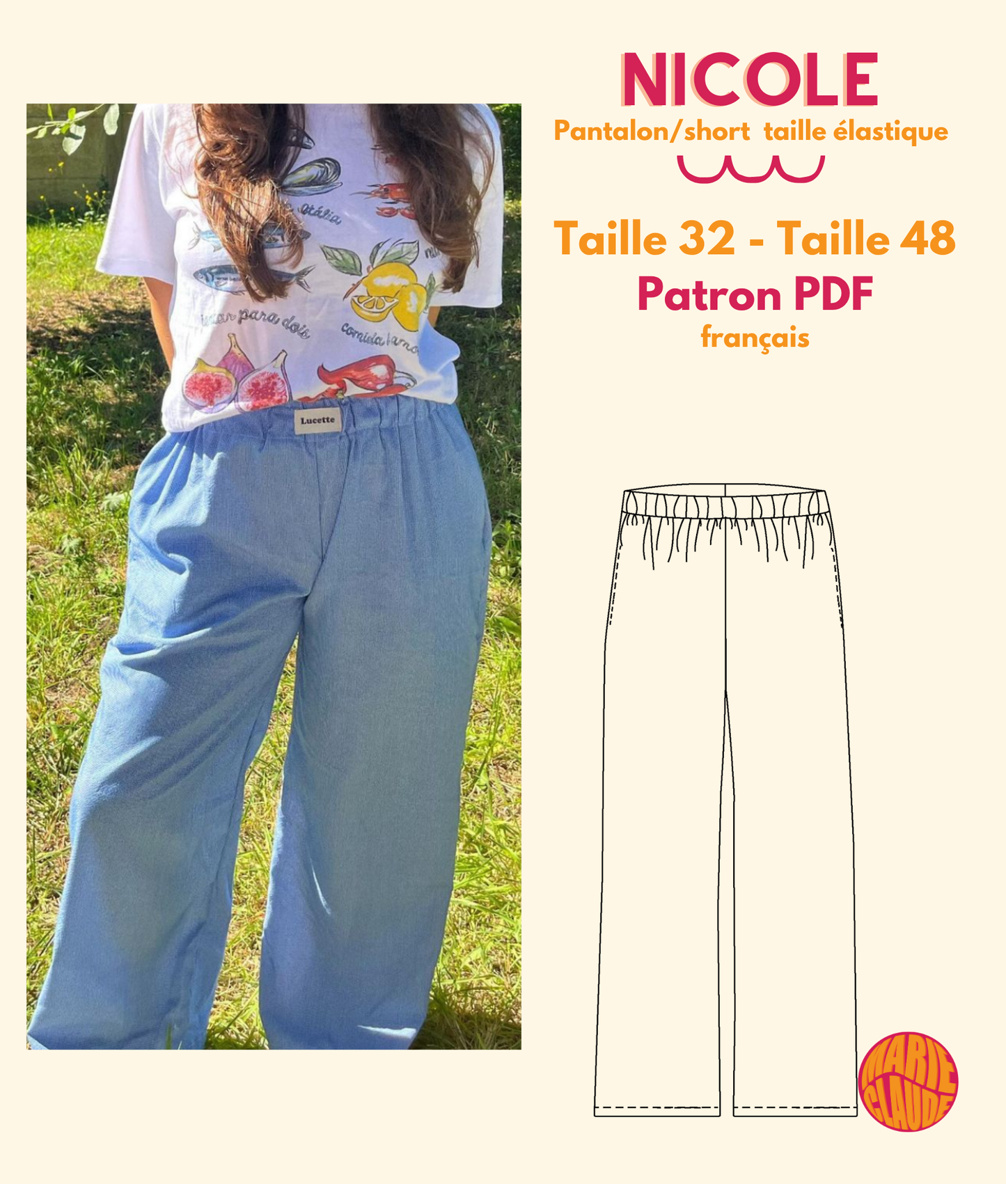 Patron Pantalon taille élastique Nicole
