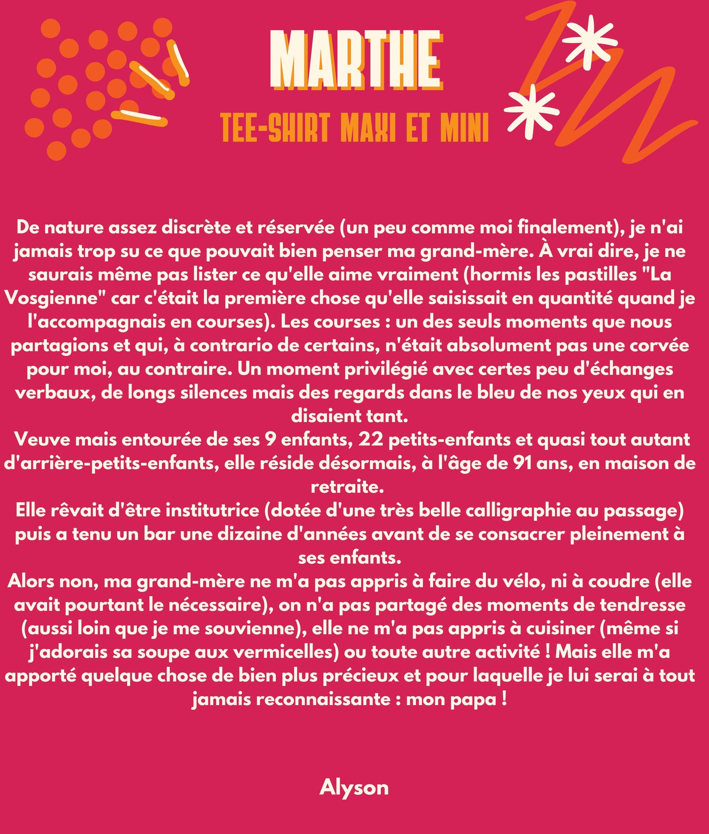 Patron Tee shirt Marthe Maxi et mini