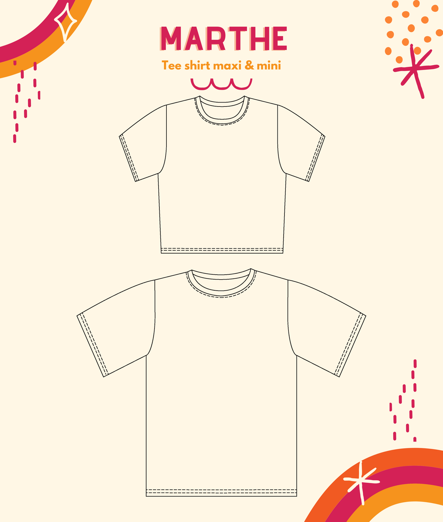 Patron Tee shirt Marthe Maxi et mini
