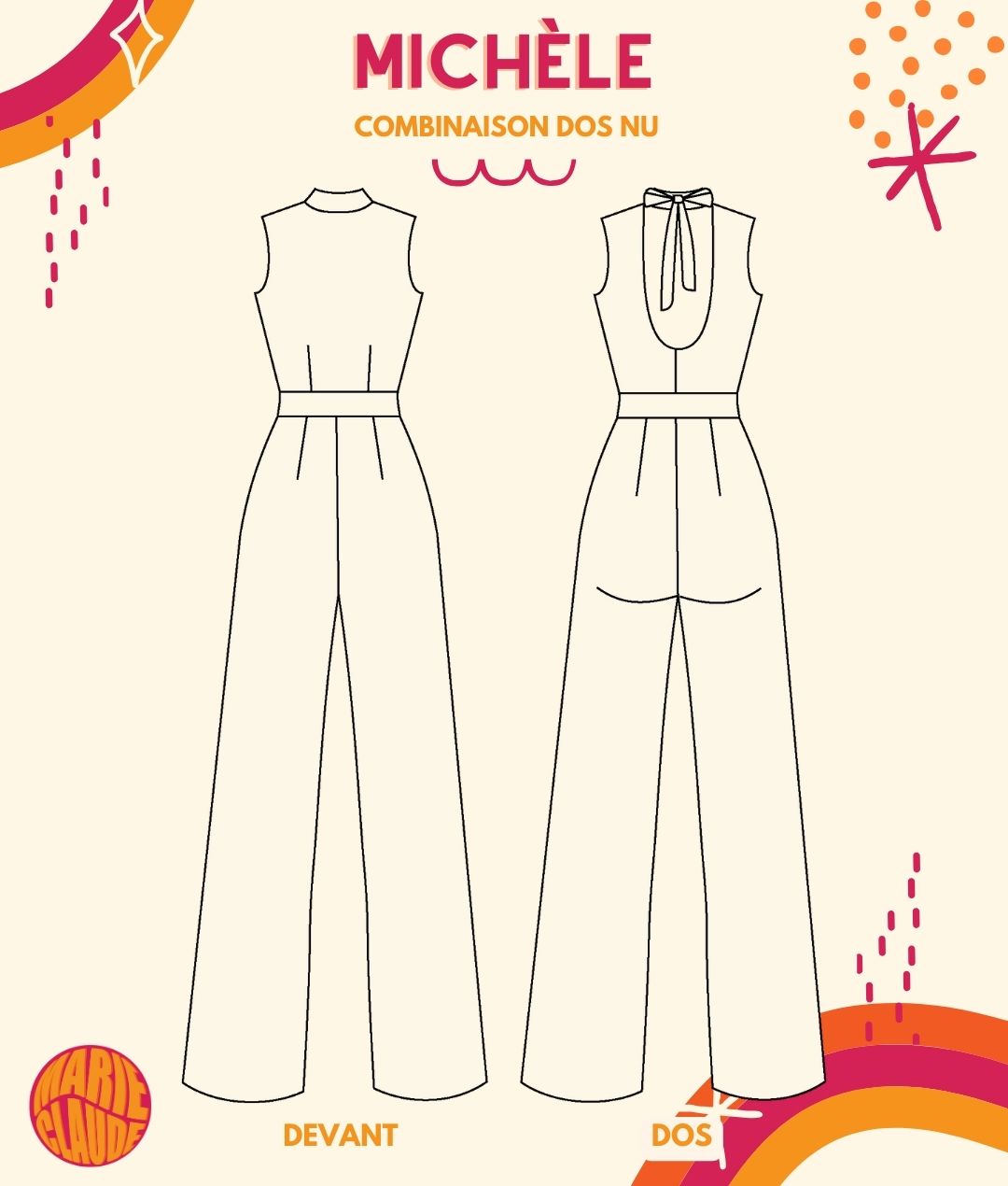 Patron en collaboration avec chloé de la marque Upcy_Clo .combinaison Michèle. Patron fournit par la marque Marie claude, pour apprendre au debutant a faire de la couture.
